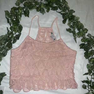 Pink Lace Tank Top